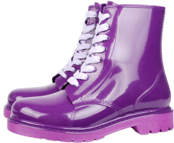 Ботинки женские из ПВХ однотонные на шнуровке