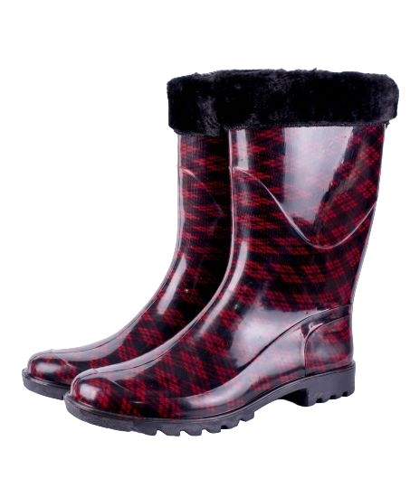 Сапоги женские из ПВХ  разноцветные с опушкой, со съемны вкладышем 