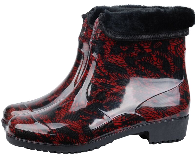 Полусапожки женские из ПВХ разноцветные, со съемным чулком и меховой опушкой