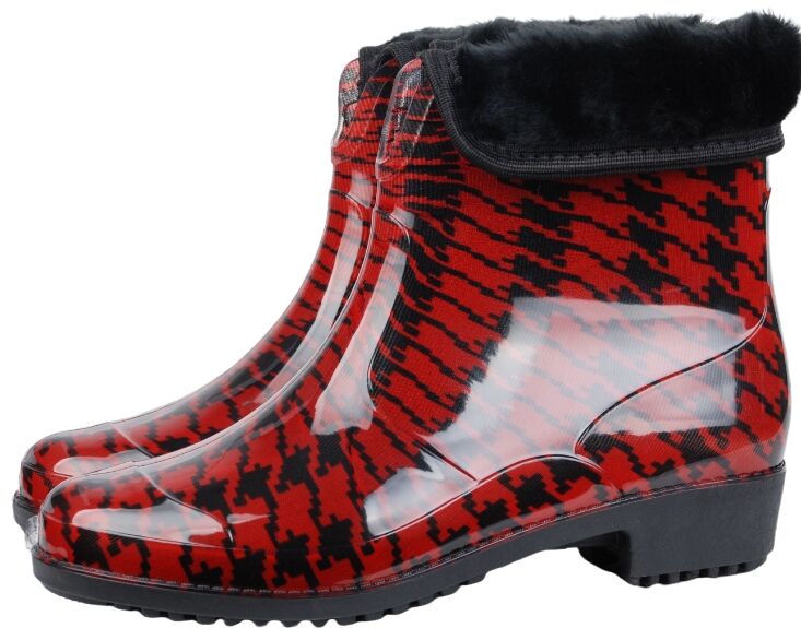 Полусапожки женские из ПВХ разноцветные, со съемным чулком и меховой опушкой