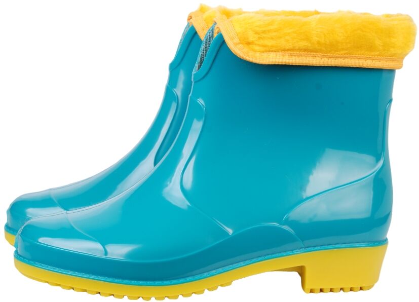 Полусапожки женские из ПВХ разноцветные, со съемным чулком и меховой опушкой