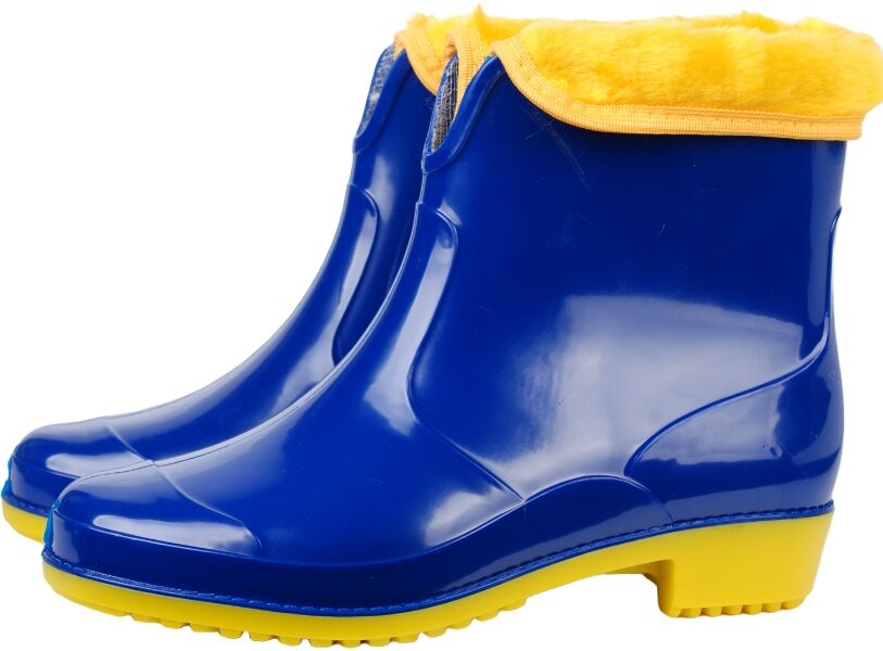 Полусапожки женские из ПВХ разноцветные, со съемным чулком и меховой опушкой