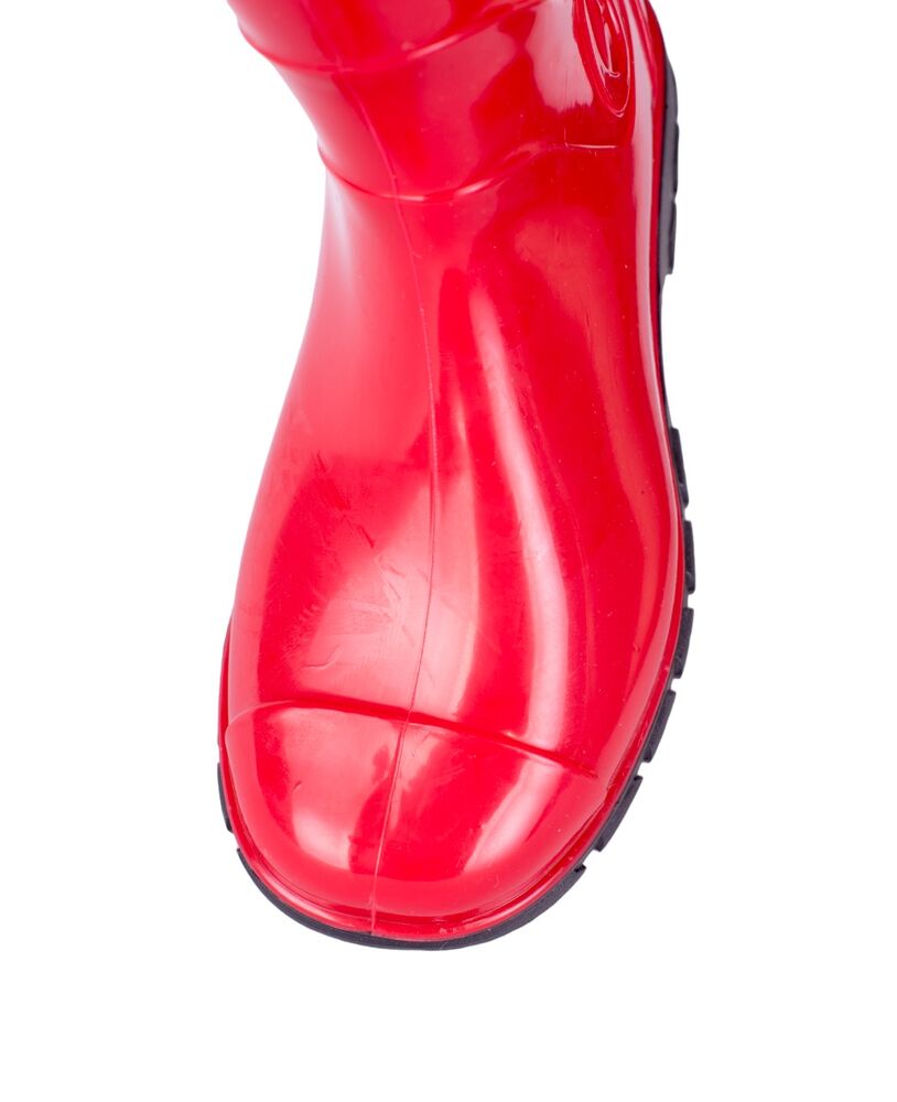 Сапоги детские из ПВХ однотонные  с наклейкой с надставкой с фиксатором, со съемным чулком