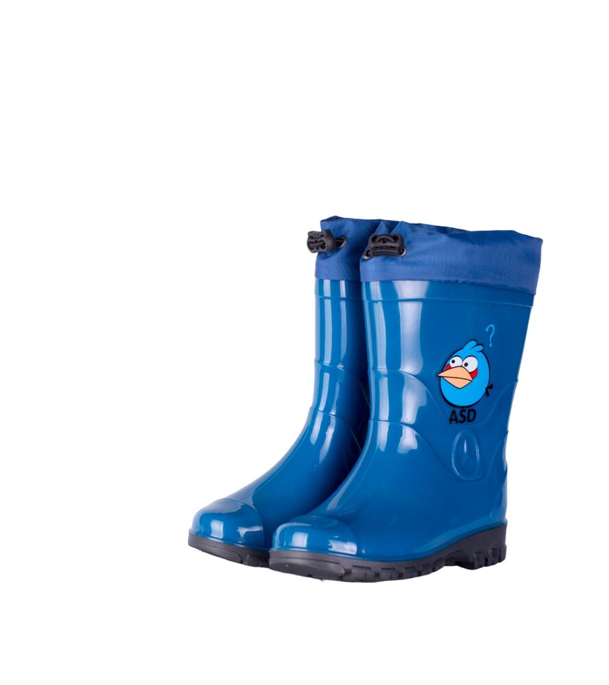 Сапоги детские из ПВХ однотонные  с наклейкой с надставкой с фиксатором, со съемным чулком