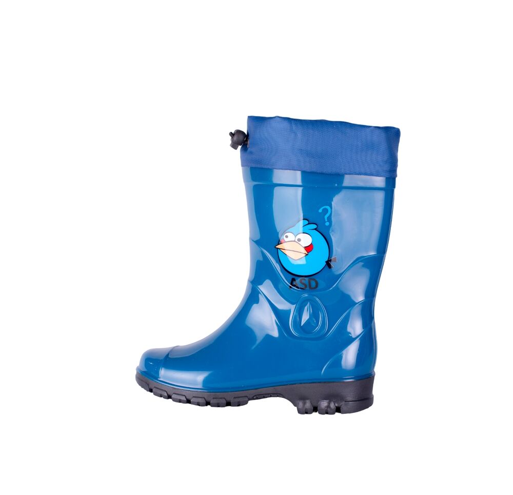 Сапоги детские из ПВХ однотонные  с наклейкой с надставкой с фиксатором, со съемным чулком