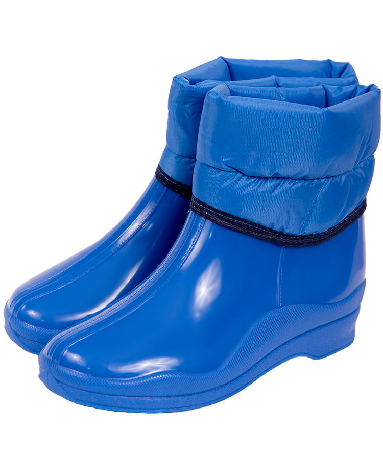 Ботинки женские высокие из ПВХ однотонные с надставкой, утепленные НТП