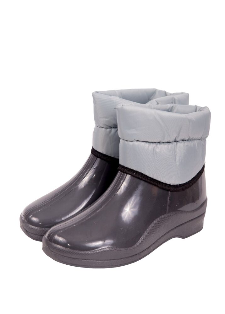 Ботинки женские высокие из ПВХ однотонные с надставкой, утепленные НТП