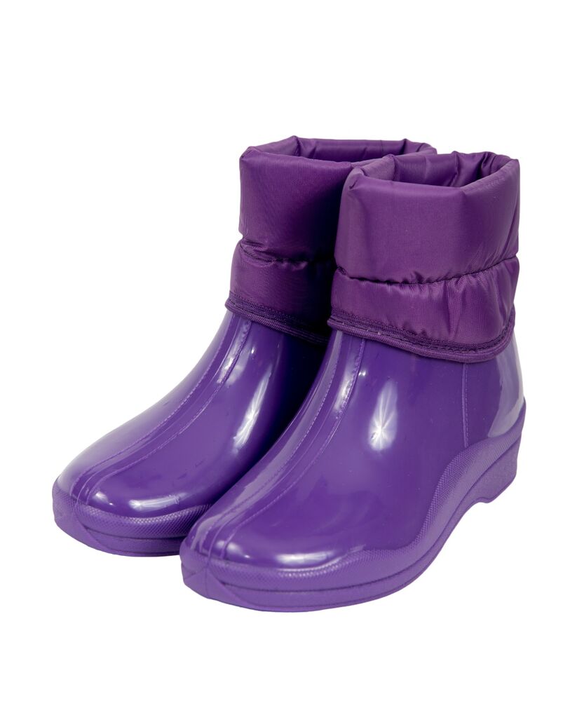 Ботинки женские высокие из ПВХ однотонные с надставкой, утепленные НТП