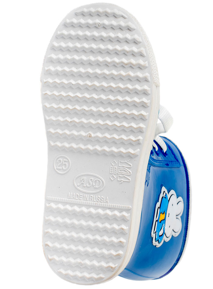 Сапоги-кеды детские ПВХ однотонные на шнуровке с аппликацией, утепленные