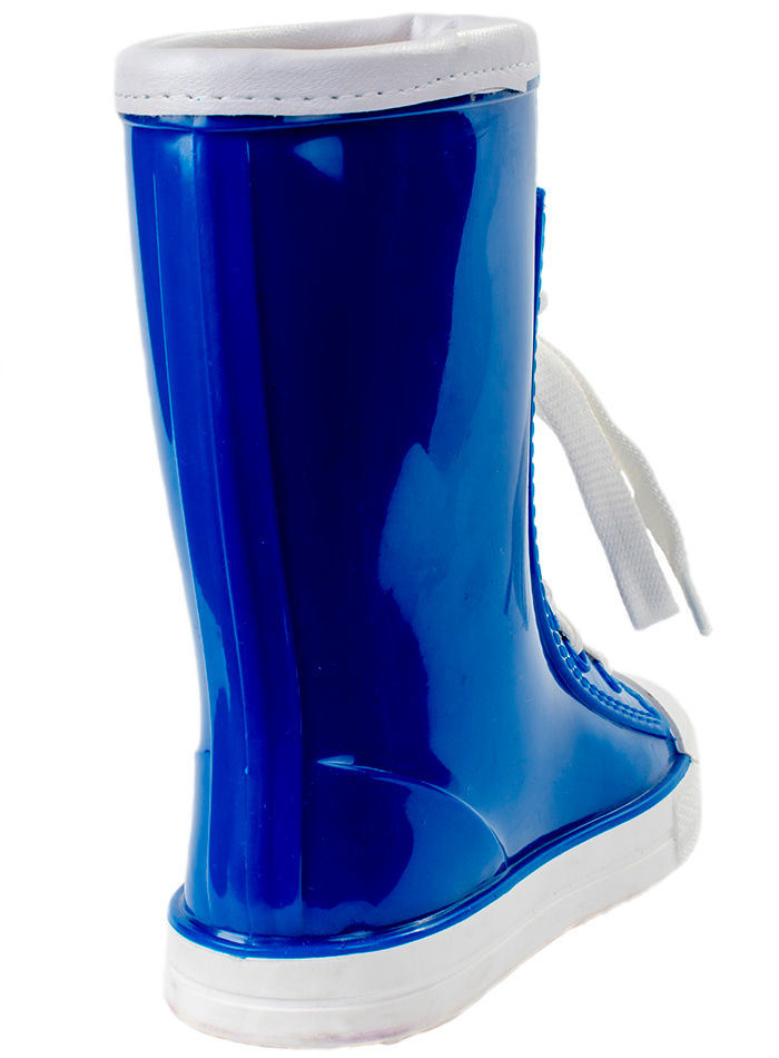 Сапоги-кеды детские ПВХ однотонные на шнуровке с аппликацией, утепленные