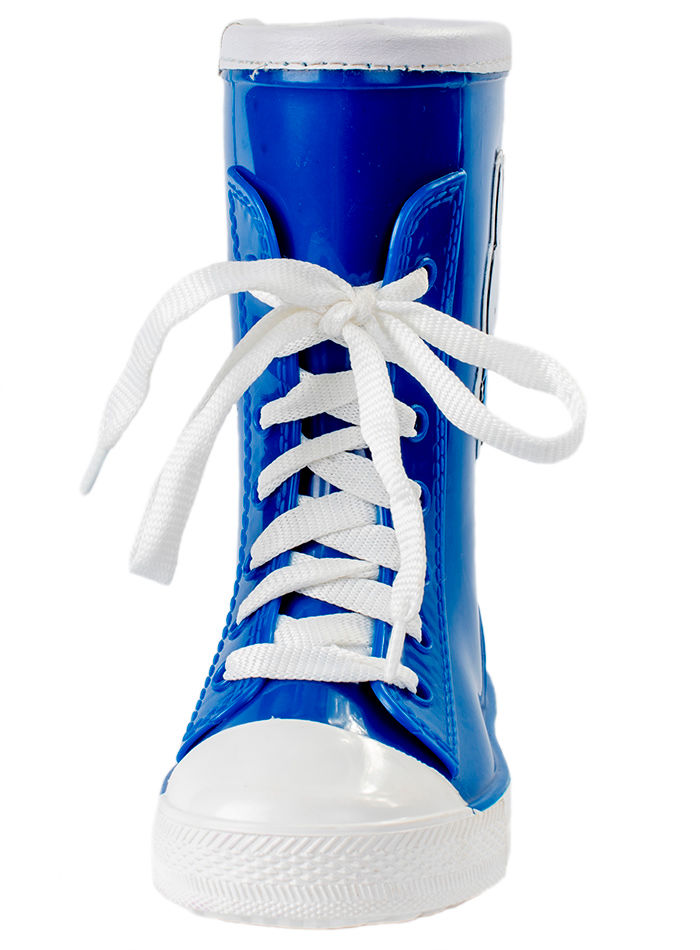 Сапоги-кеды детские ПВХ однотонные на шнуровке с аппликацией, утепленные