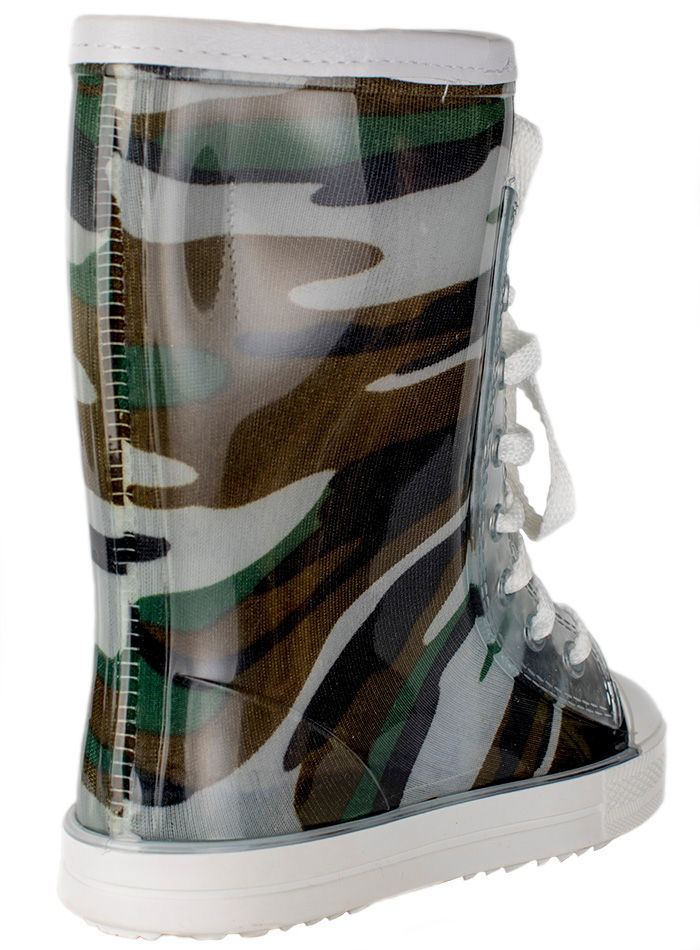 Сапоги-кеды детские ПВХ на шнуровке, разноцветные, утепленные