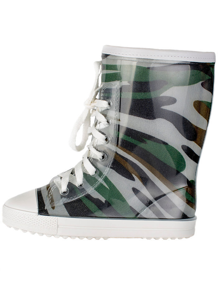 Сапоги-кеды детские ПВХ на шнуровке, разноцветные, утепленные