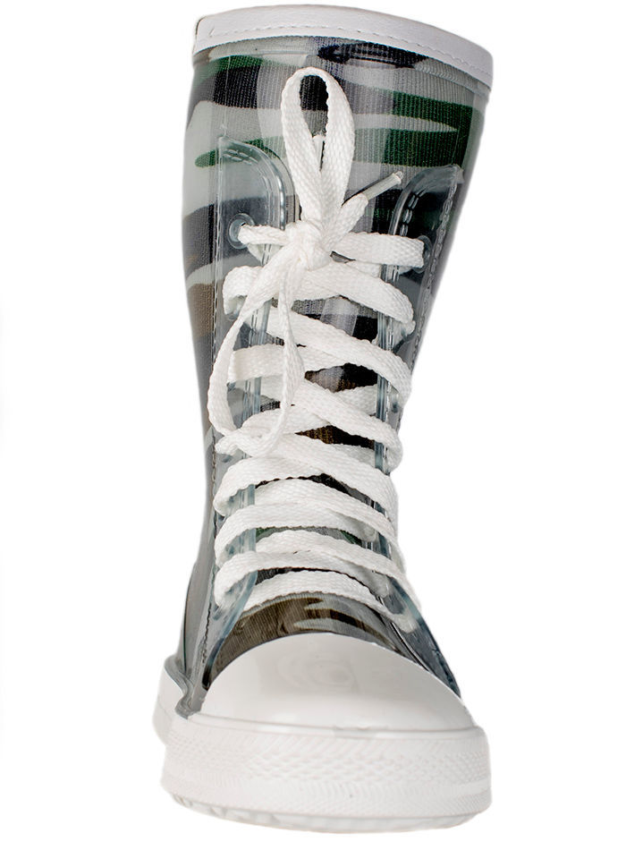 Сапоги-кеды детские ПВХ на шнуровке, разноцветные, утепленные