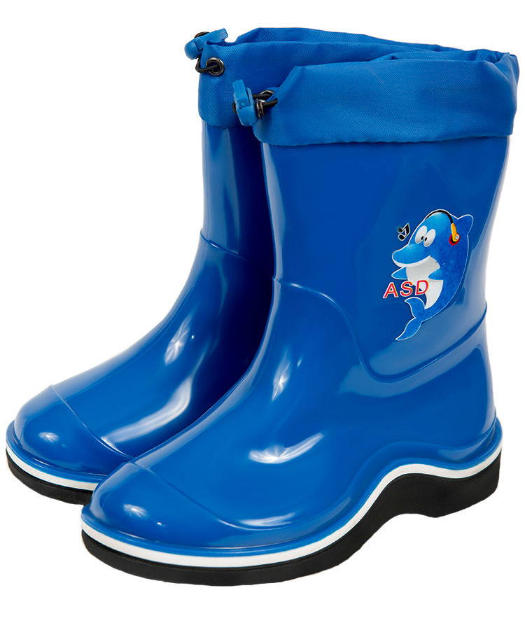 Сапожки детские ПВХ однотонные с двухцветной подошвой,  с текстильной надставкой, утепленные