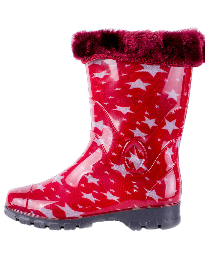 Сапоги подростковые ПВХ разноцветные с меховой опушкой, утепленные
