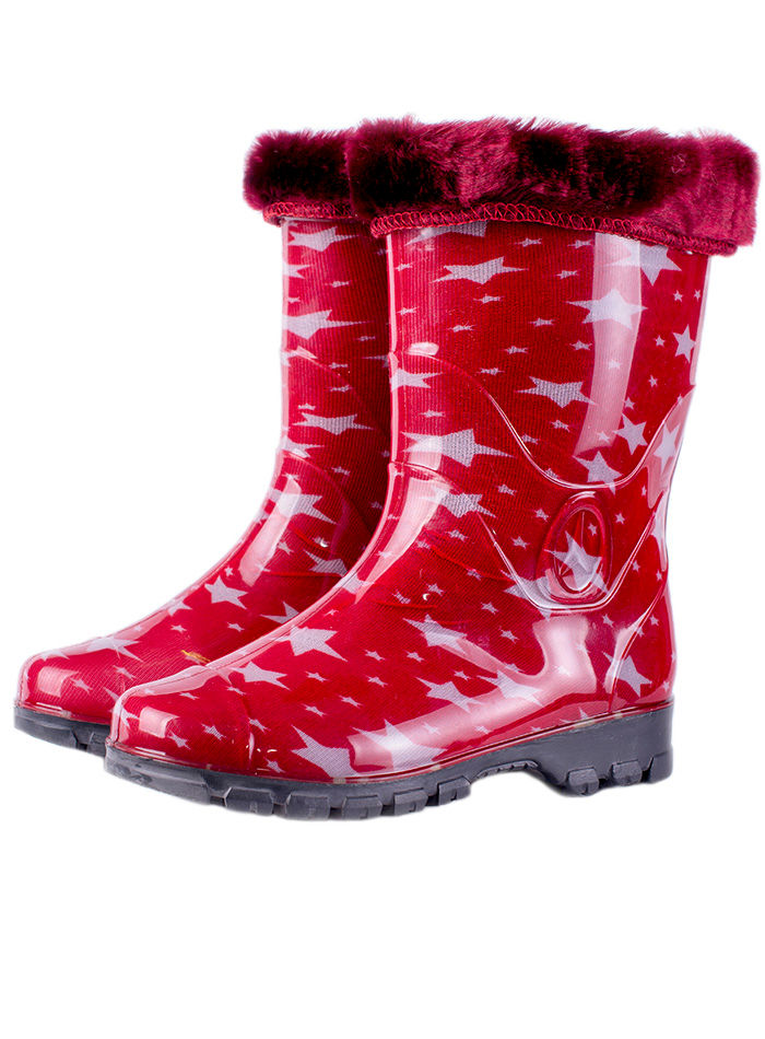 Сапоги подростковые ПВХ разноцветные с меховой опушкой, утепленные