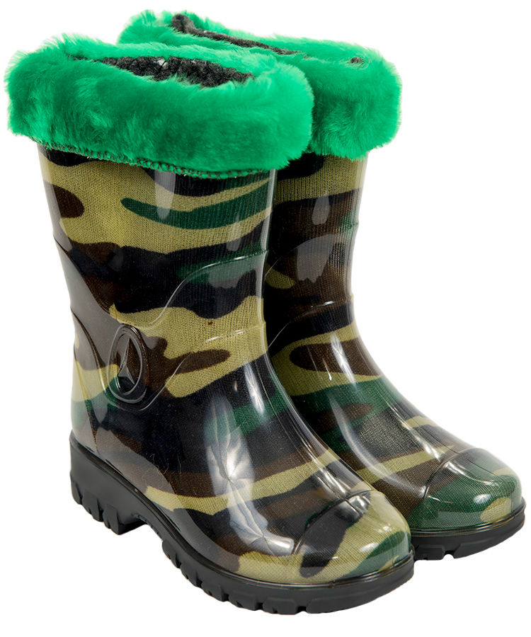 Сапоги подростковые ПВХ разноцветные с меховой опушкой, утепленные