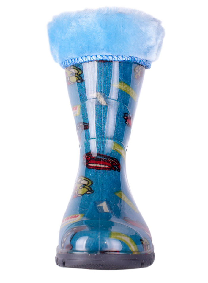 Сапоги детские ПВХ разноцветные с меховой опушкой, утепленные
