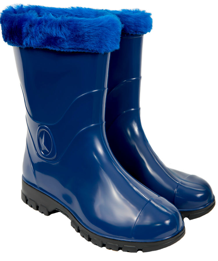 Сапоги подростковые ПВХ однотонные с меховой опушкой,утепленные