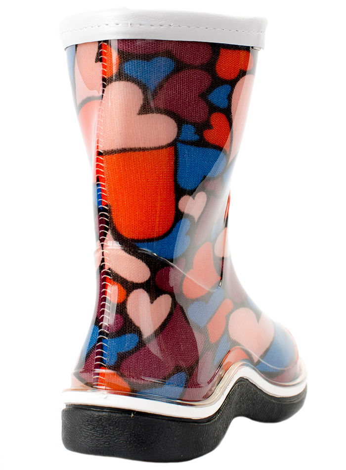 Сапожки детские ПВХ разноцветные с двухцветной подошвой и окантовкой, утепленные