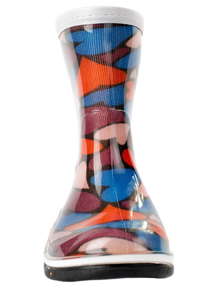 Сапожки детские ПВХ разноцветные с двухцветной подошвой и окантовкой, утепленные