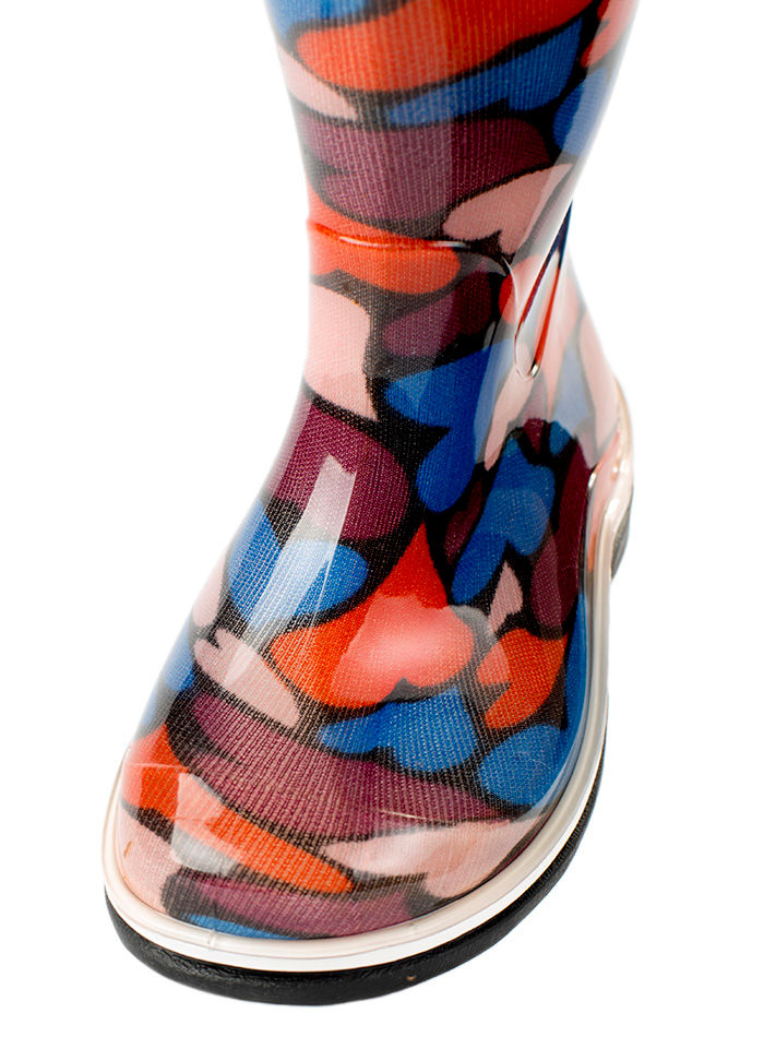 Сапожки детские ПВХ разноцветные с двухцветной подошвой и окантовкой, утепленные