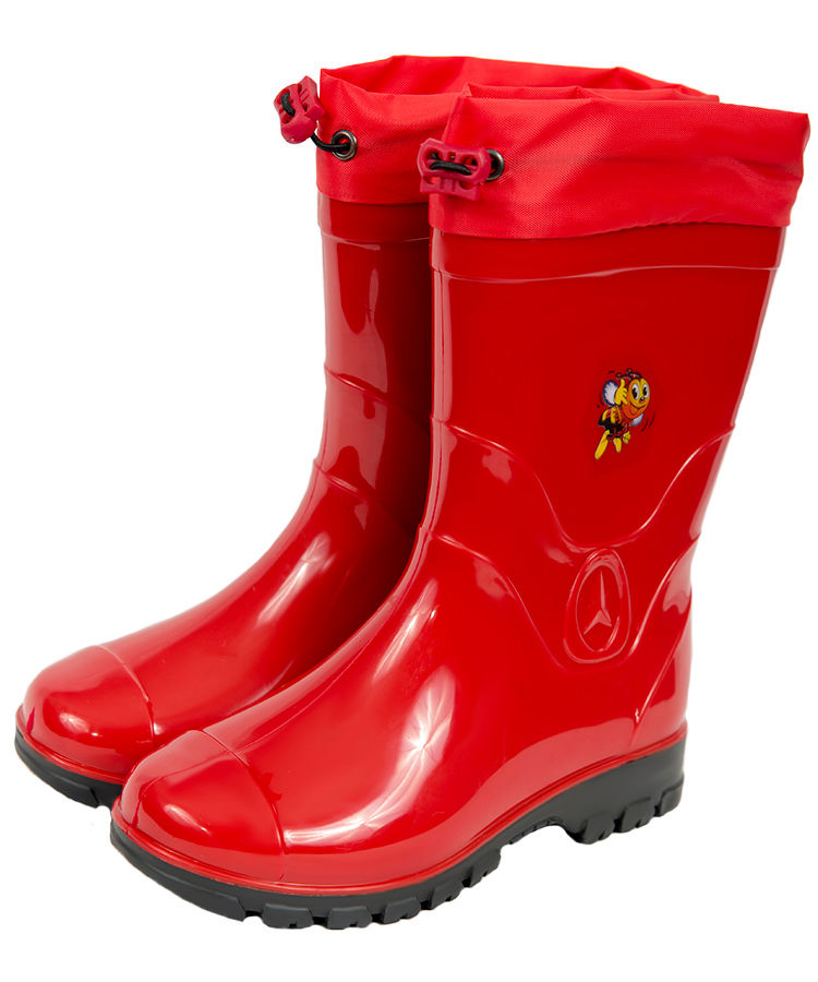 Сапоги детские ПВХ однотонные с наклейкой и текстильной  надставкой, с фиксатором, утепленные