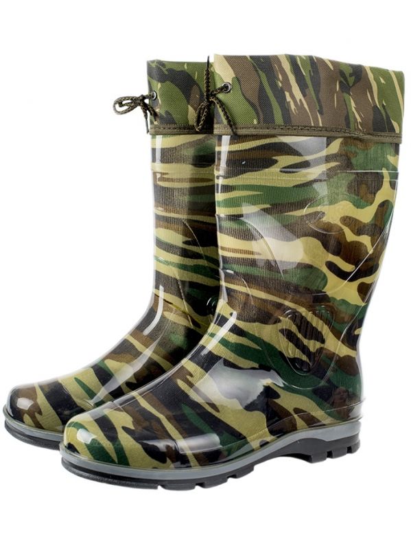 Сапоги мужские ПВХ средние камуфлированные с надставкой,  утепленные