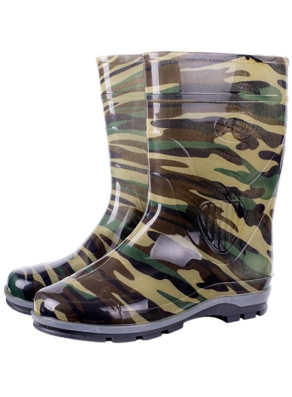 Сапоги мужские ПВХ средние камуфлированные, утепленные