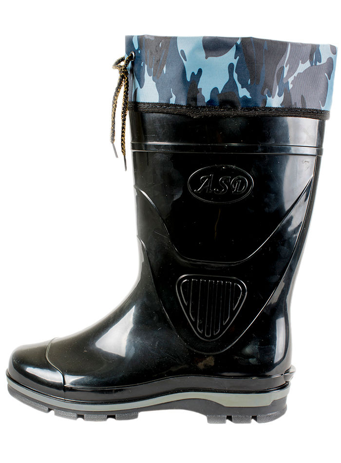 Сапоги мужские ПВХ средние однотонные с надставкой, утепленные