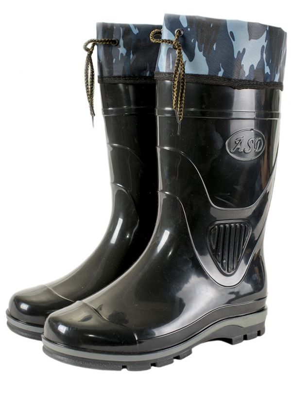 Сапоги мужские ПВХ средние однотонные с надставкой, утепленные