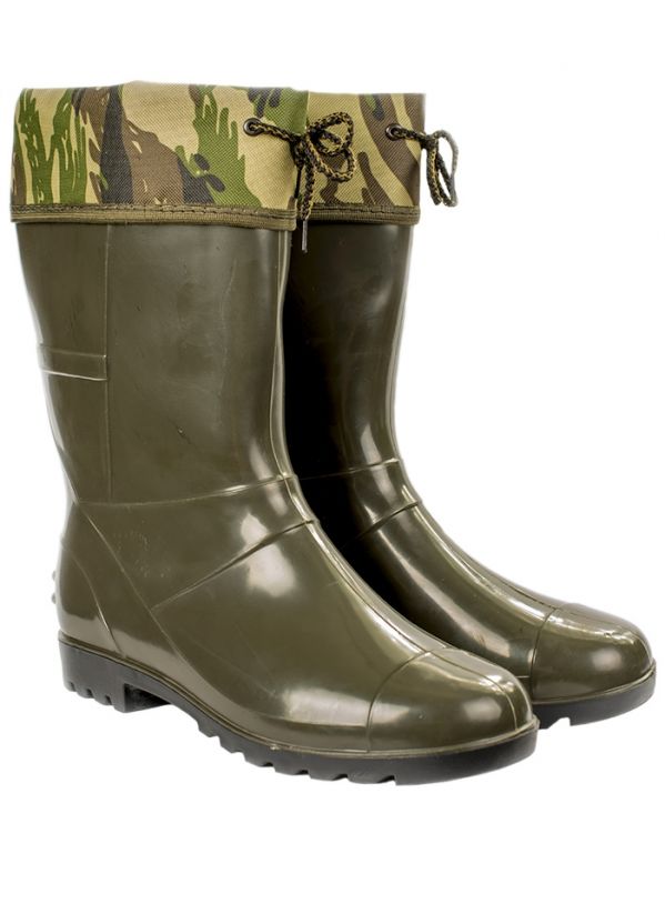 Сапоги мужские ПВХ низкие однотонные с надставкой, утепленные