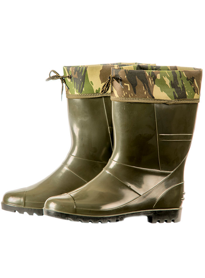 Сапоги мужские ПВХ низкие однотонные с надставкой, утепленные